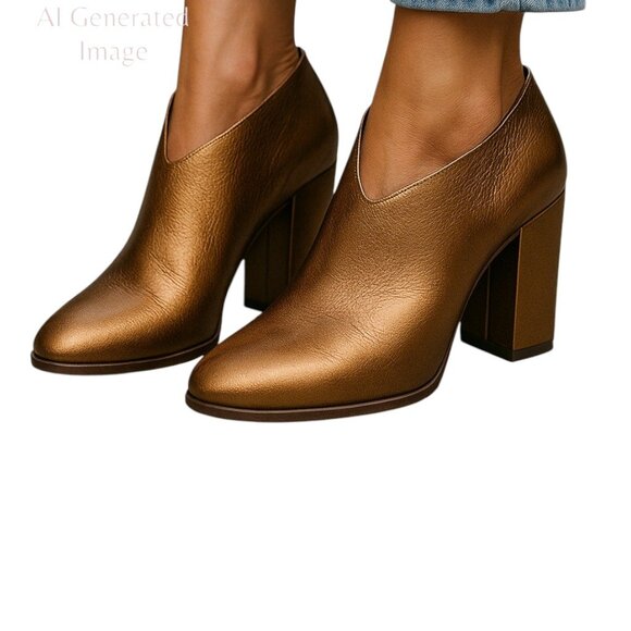 Kelsi Dagger Brooklyn WALDORF Copper Metallic Leather  Slip On Heel Shoes Size 7 - Picture 1 of 11